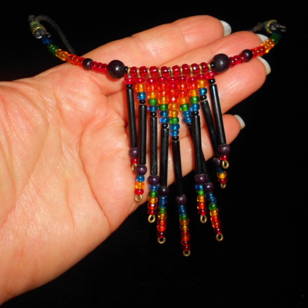 *** SOLD ** Artisan Hippie Rainbow Bead Choker
